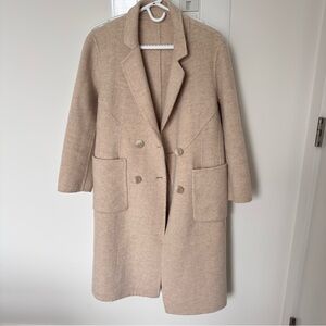 Women's wool and alpaca blended Tan Double-Breasted Coat